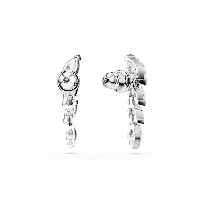 Swarovski Mesmera earrings, Marquise cut, White, Rhodium plated