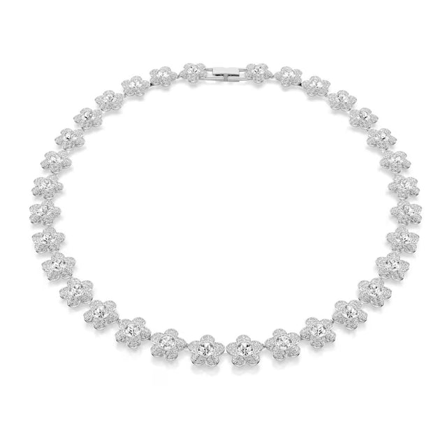 Swarovski x Ariana Grande necklace, Round cut, Flower, White, Rhodium plated