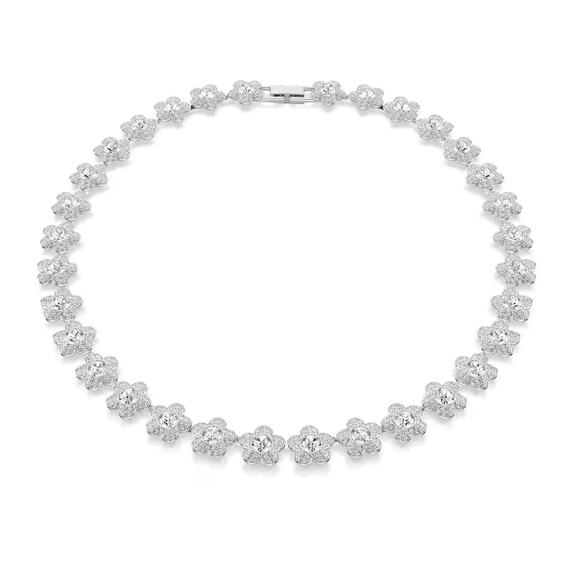 Swarovski x Ariana Grande Jewellery Set of 2, Round cut, Flower Set, White, Rhodium Plated