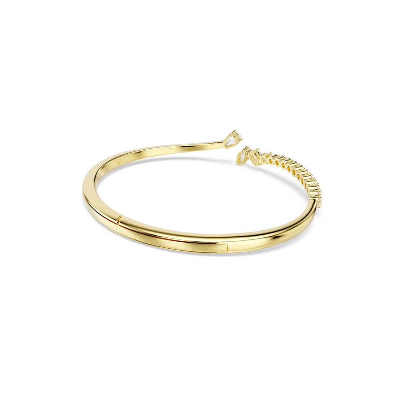 Swarovski Mesmera bangle, Mixed cuts, White, 18K gold finish