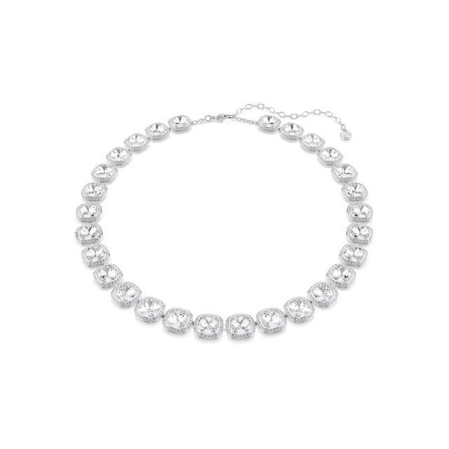 Swarovski Una Angelic necklace, Cushion cut, White, Rhodium plated
