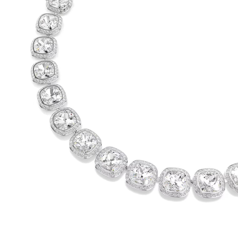 Swarovski Una Angelic necklace, Cushion cut, White, Rhodium plated