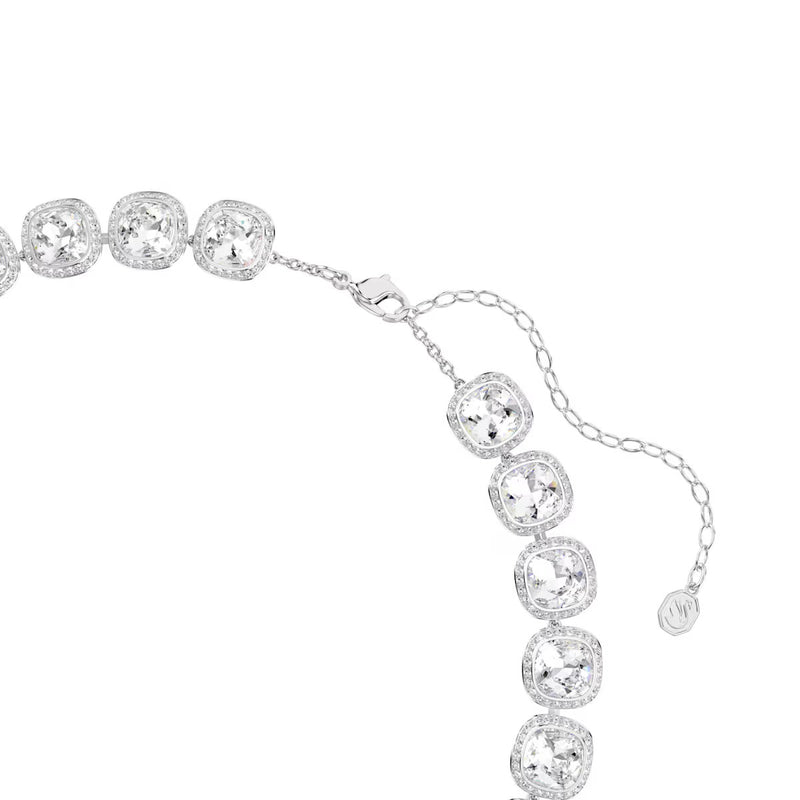 Swarovski Una Angelic necklace, Cushion cut, White, Rhodium plated