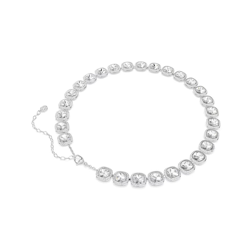 Swarovski Una Angelic necklace, Cushion cut, White, Rhodium plated