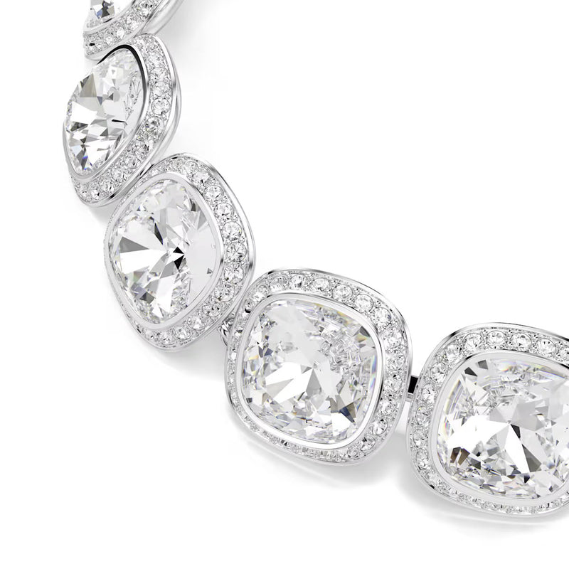Swarovski Una Angelic bracelet, Cushion cut, White, Rhodium plated