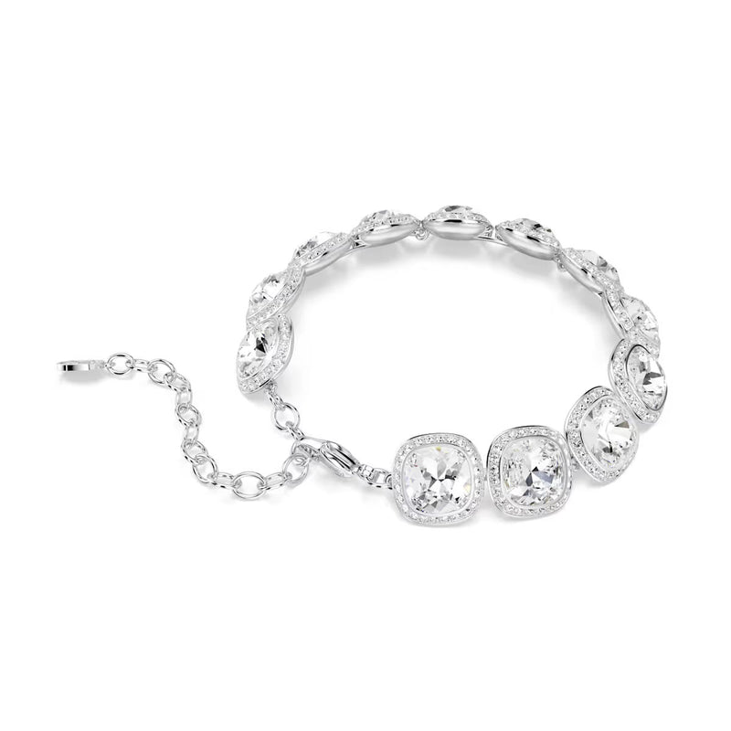 Swarovski Una Angelic bracelet, Cushion cut, White, Rhodium plated