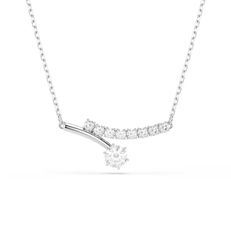 Swarovski Matrix necklace, Round cut, White, Rhodium plated