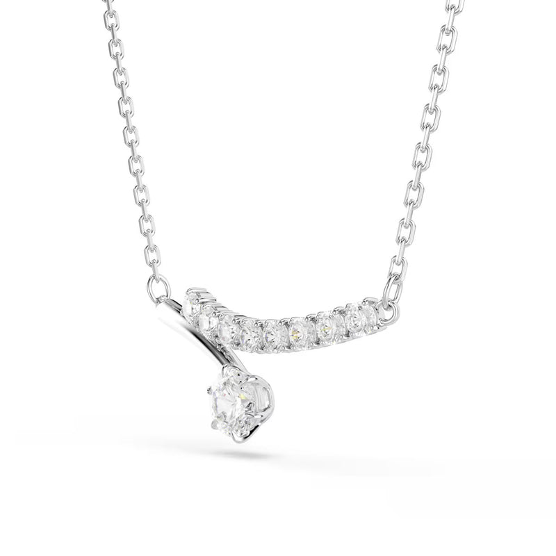 Swarovski Matrix necklace, Round cut, White, Rhodium plated