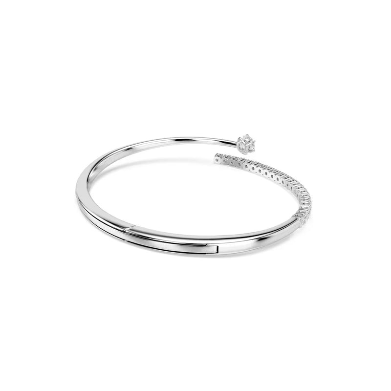 Swarovski Matrix bangle, Round cut, White, Rhodium plated