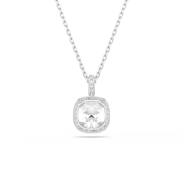 Swarovski Una Angelic pendant, Cushion cut, White, Rhodium plated