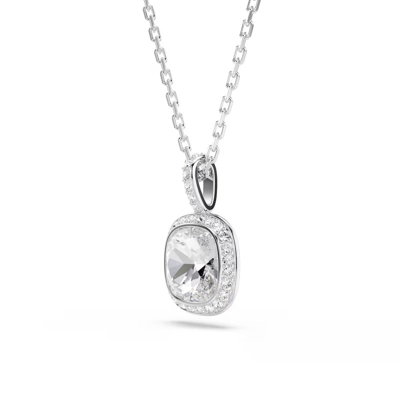 Swarovski Una Angelic pendant, Cushion cut, White, Rhodium plated
