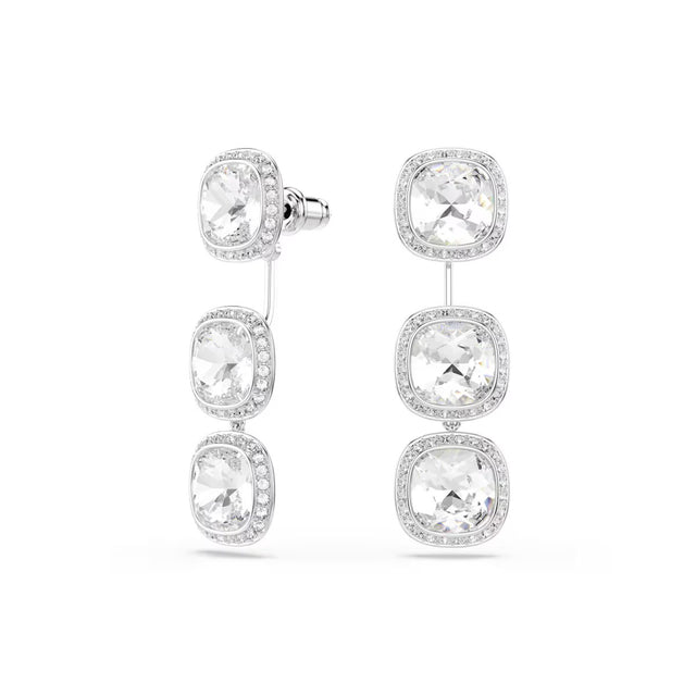 Swarovski Una Angelic earrings, Cushion cut, White, Rhodium plated