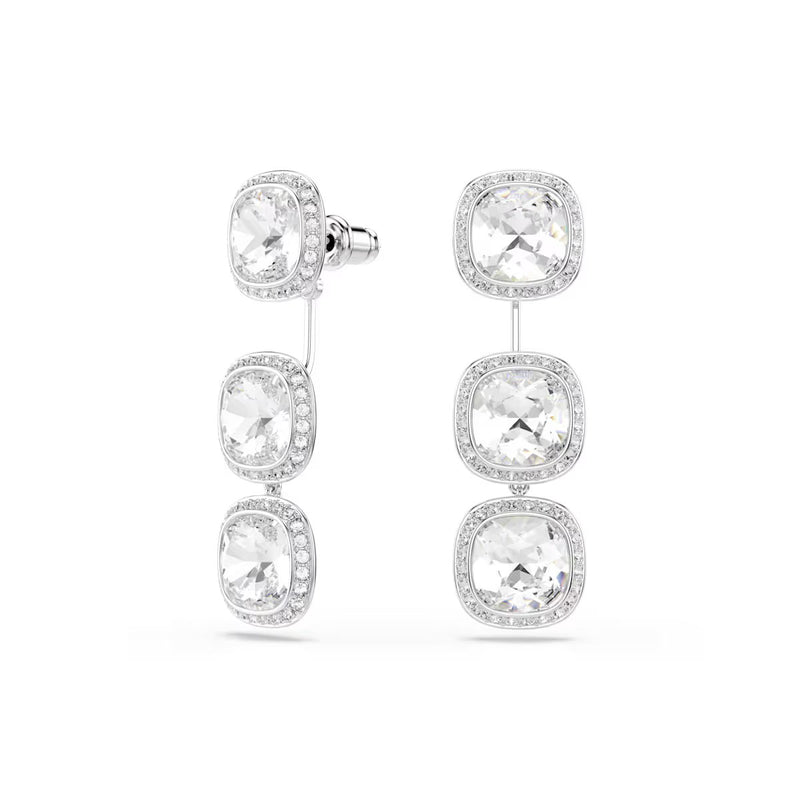 Swarovski Una Angelic earrings, Cushion cut, White, Rhodium plated