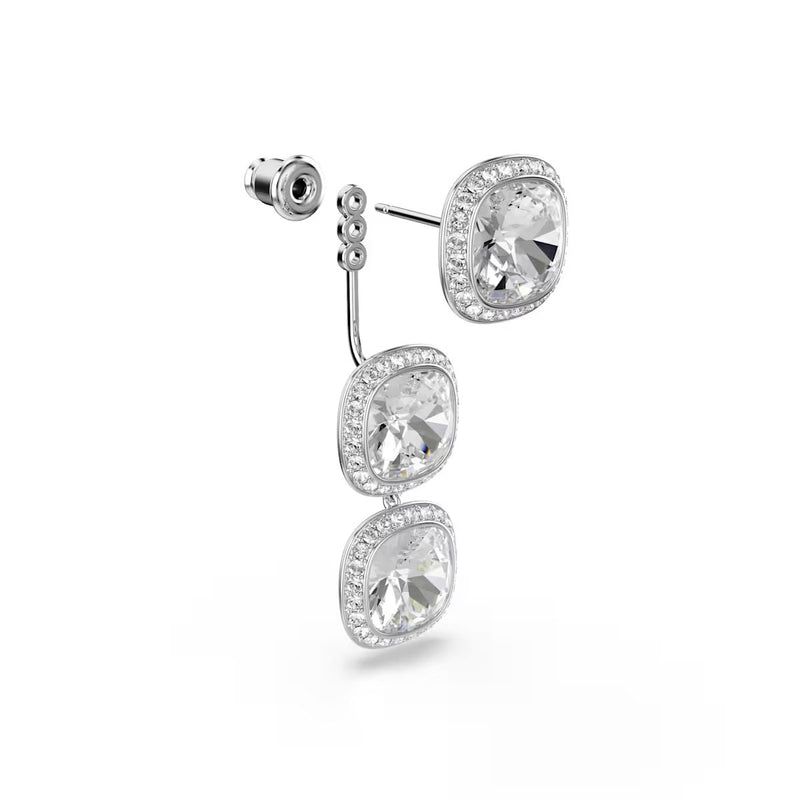 Swarovski Una Angelic earrings, Cushion cut, White, Rhodium plated