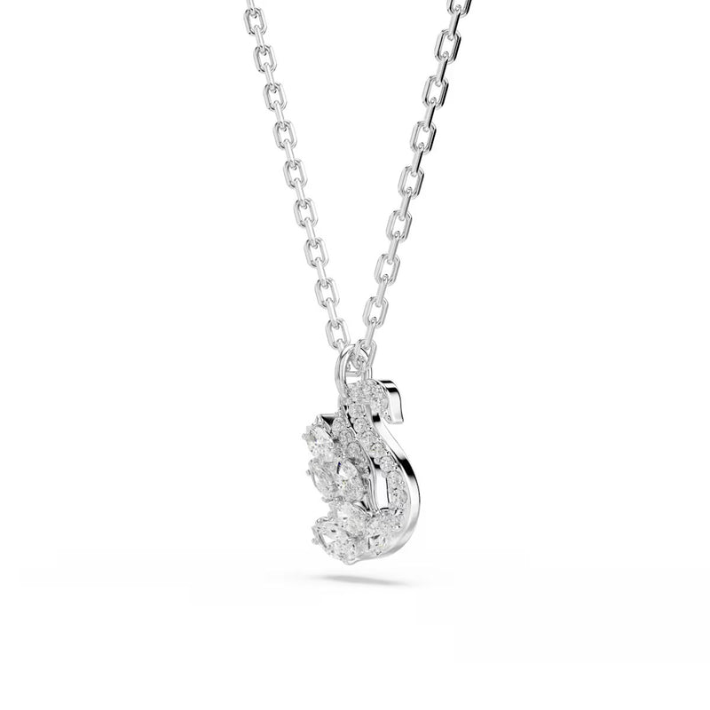 Swarovski Swan pendant, Mixed cuts, Swan, White, Rhodium plated