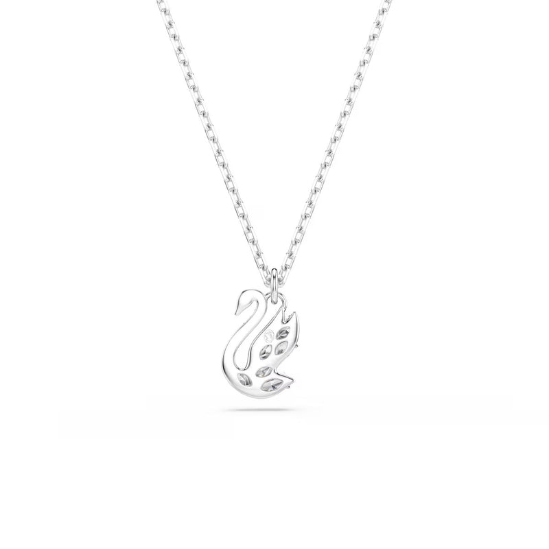 Swarovski Swan pendant, Mixed cuts, Swan, White, Rhodium plated