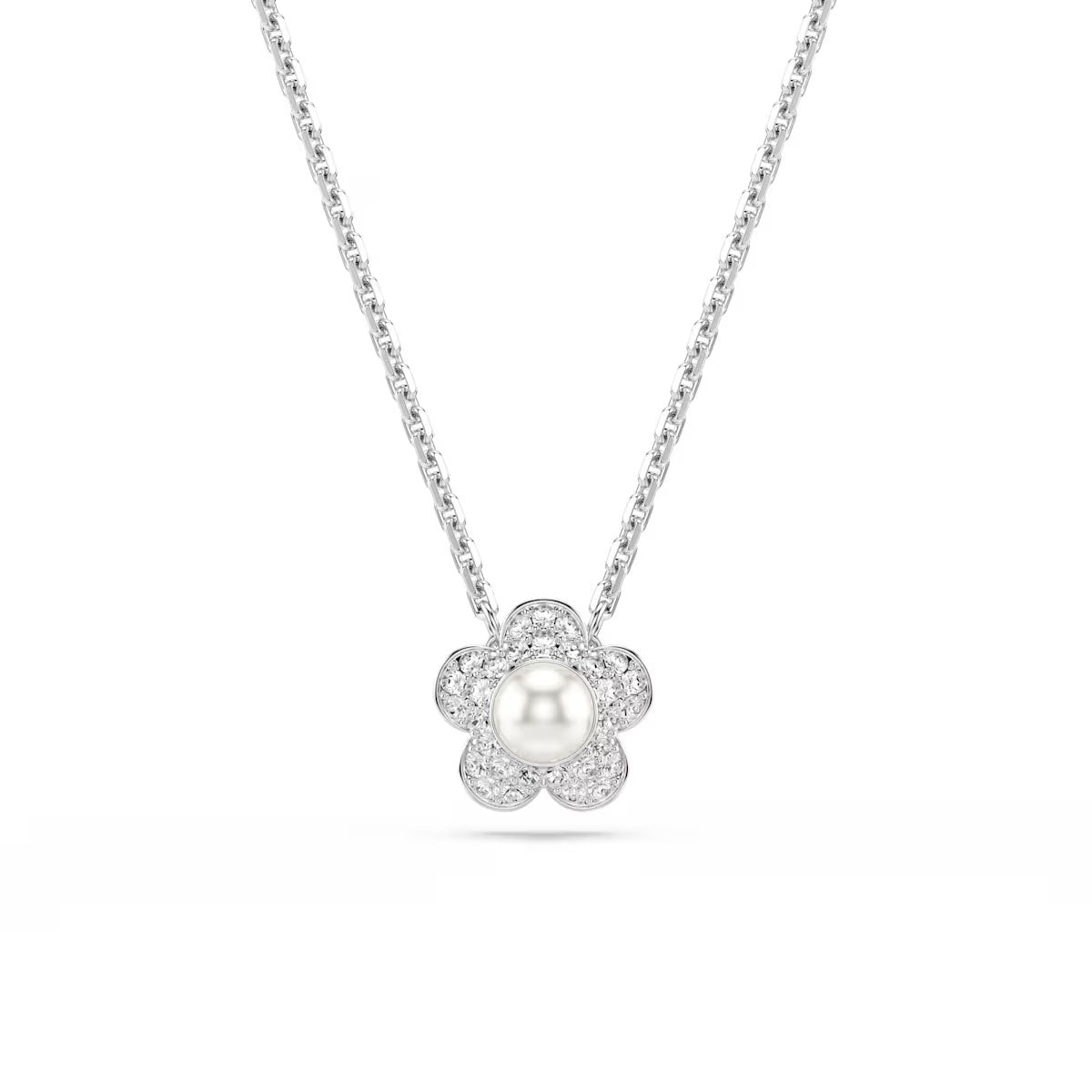 Swarovski Meteora layered pendant, White, Rose gold-tone plated