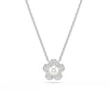 Swarovski x Ariana Grande pendant, Round cut, Flower, White, Rhodium plated