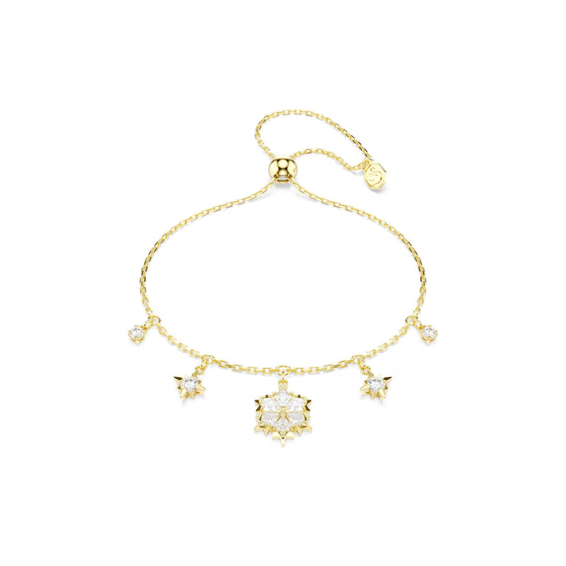 Swarovski Magic bracelet, Mixed cuts, Snowflake, White, 18K gold finish