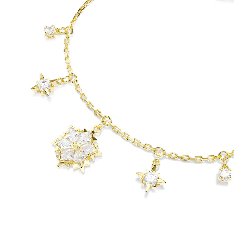 Swarovski Magic bracelet, Mixed cuts, Snowflake, White, 18K gold finish