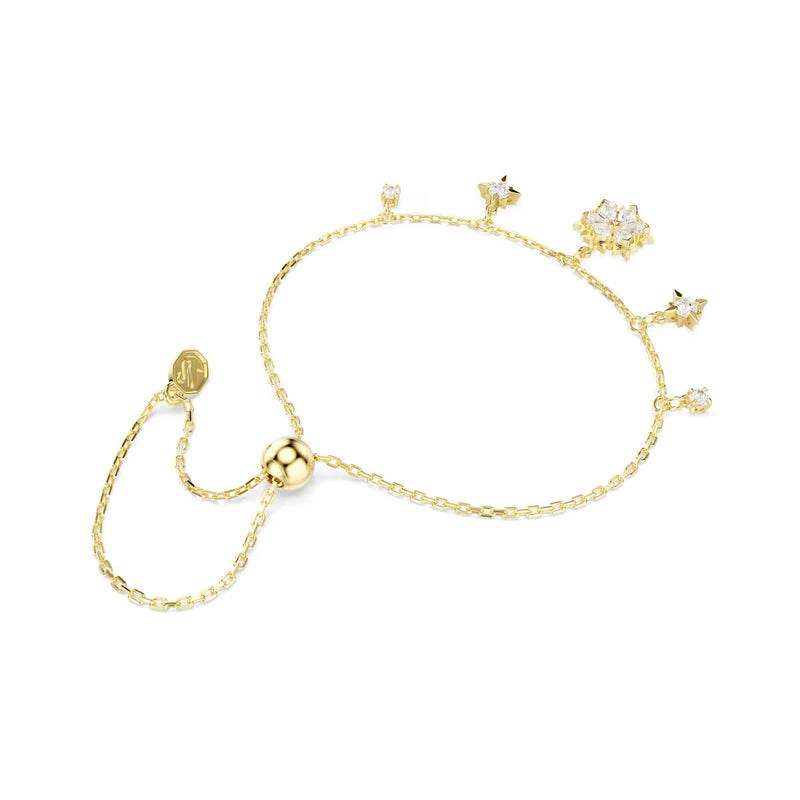 Swarovski Magic bracelet, Mixed cuts, Snowflake, White, 18K gold finish