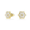 Swarovski Magic stud earrings, Mixed cuts, Snowflake, White, 18K gold finish