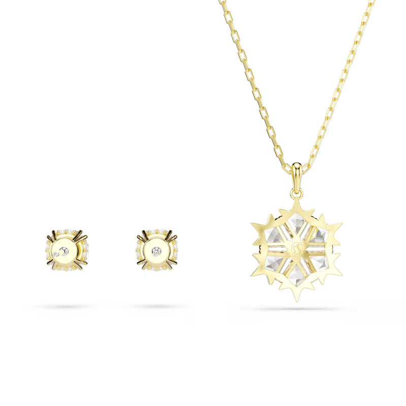 Swarovski Magic set, Set (2), Mixed cuts, Snowflake, White, 18K gold finish