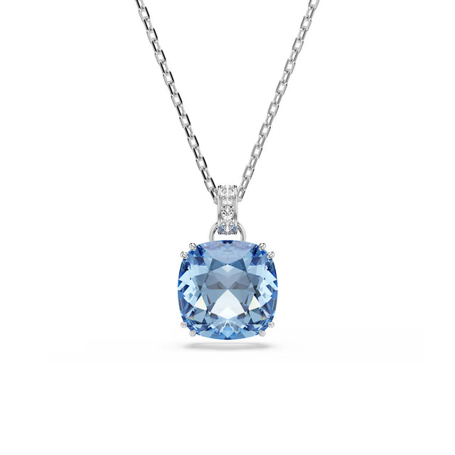 Swarovski Millenia pendant, Cushion cut, Blue, Rhodium plated