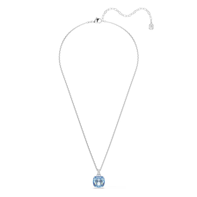Swarovski Millenia pendant, Cushion cut, Blue, Rhodium plated