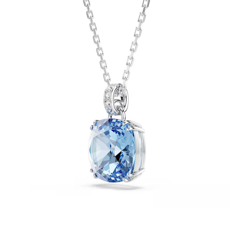 Swarovski Millenia pendant, Cushion cut, Blue, Rhodium plated