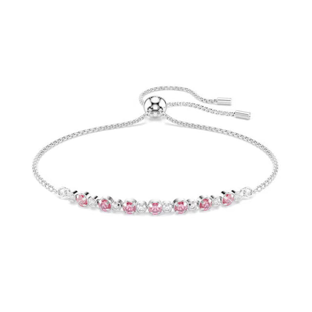 Swarovski Matrix bracelet, Round cut, Pink, Rhodium plated