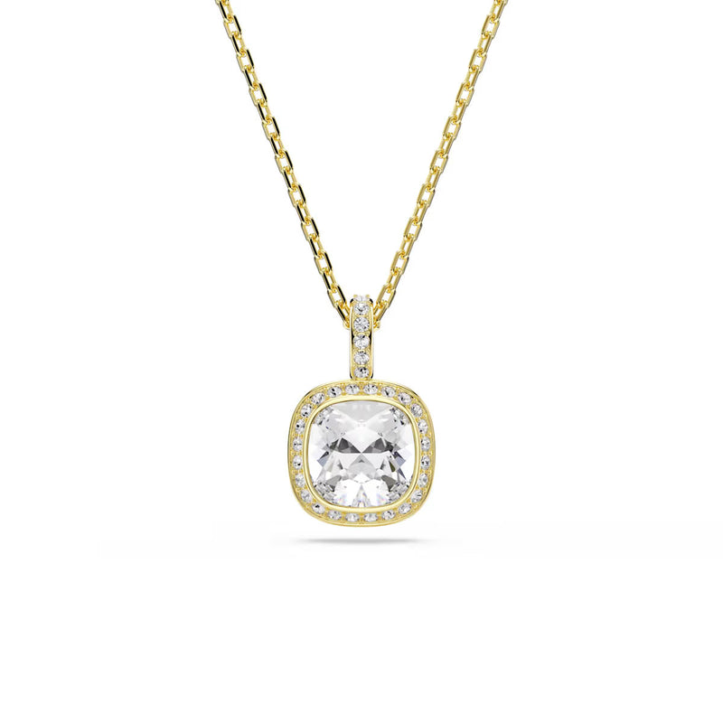 Swarovski Una Angelic pendant, Cushion cut, White, 18K gold finish