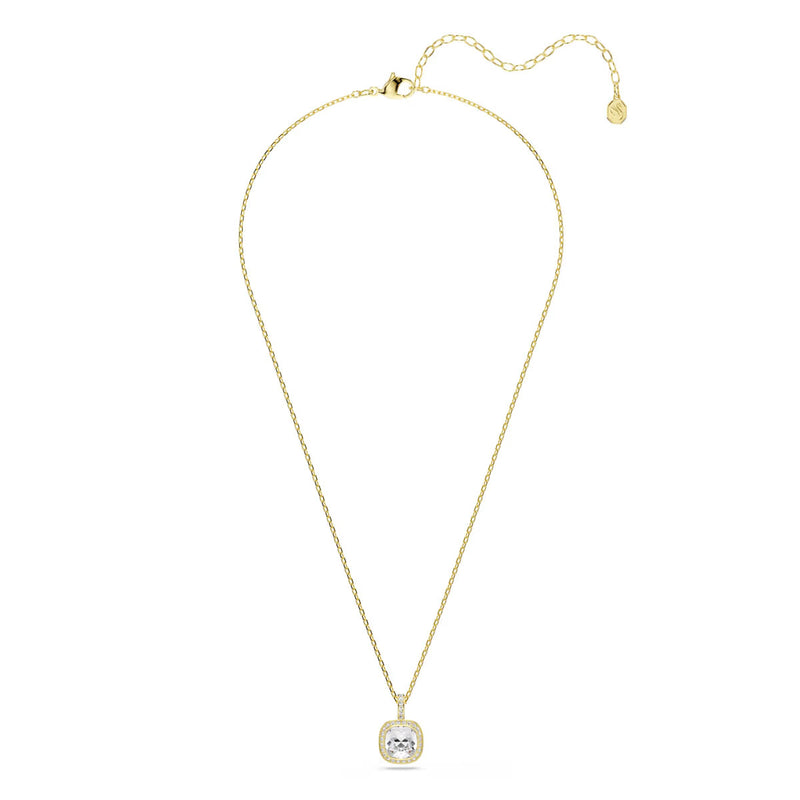 Swarovski Una Angelic pendant, Cushion cut, White, 18K gold finish