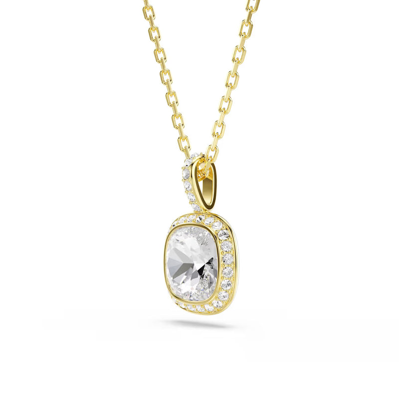 Swarovski Una Angelic pendant, Cushion cut, White, 18K gold finish