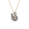 Swarovski Swan pendant, Mixed cuts, Swan, Black, 18K rose gold finish