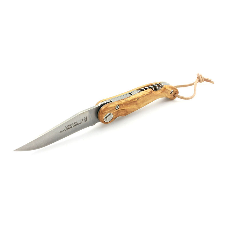 Baroudeur Pocket Knife & Corkscrew, Olive Wood, by Claude Dozorme