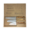 Berlingot Kitchen Knives, Olive Wood, Set of 3, by Claude Dozorme