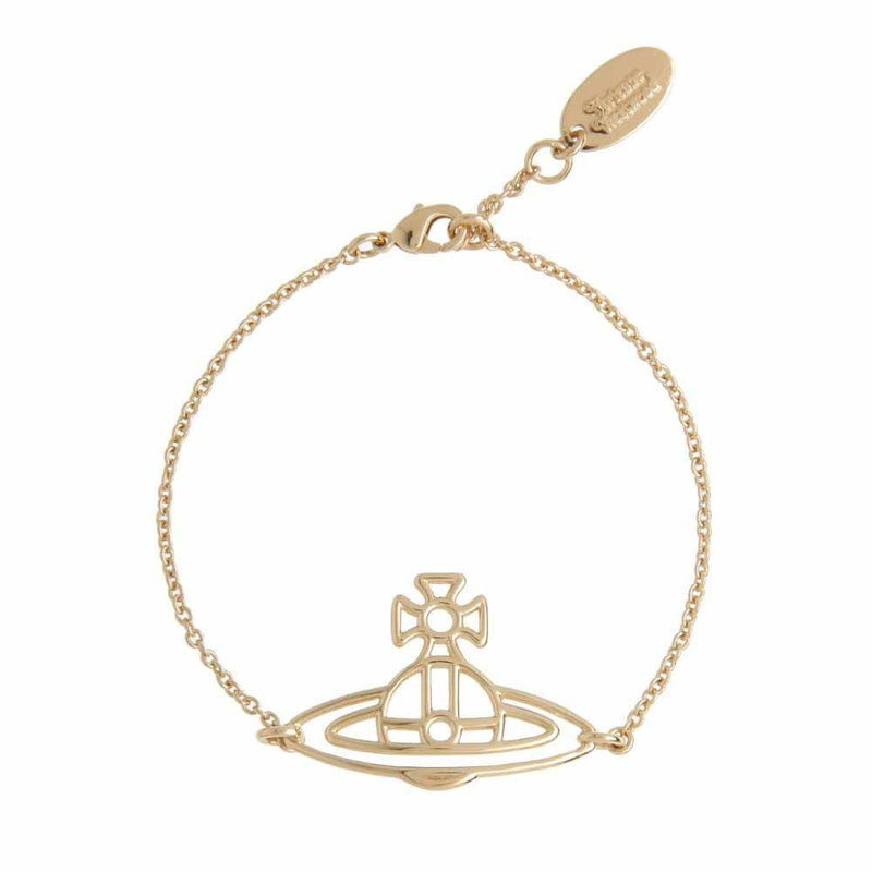 Vivienne Westwood Thin Lines Flat Orb Bracelet, Gold Plated