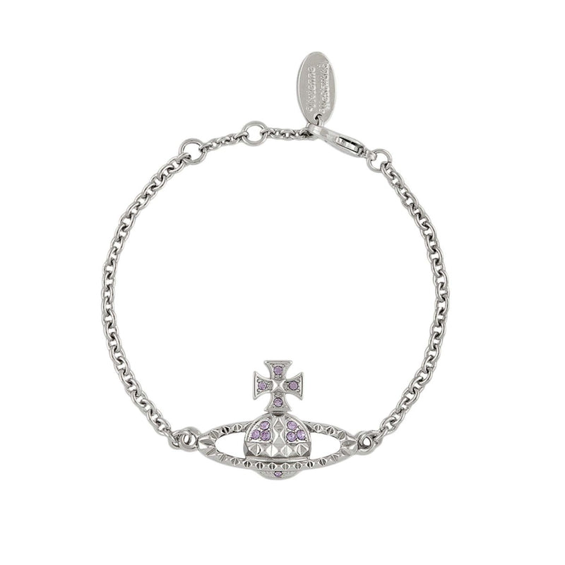 Vivienne Westwood Mayfair Bas Relief Violet Crystal Bracelet, Rhodium Plated