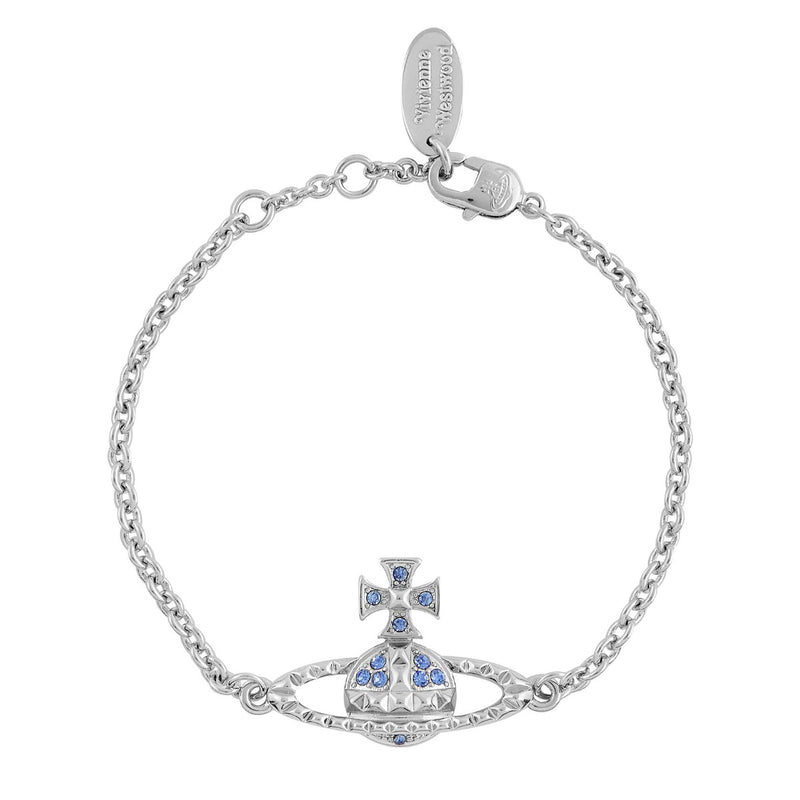 Vivienne Westwood Mayfair Bas Relief Light Sapphire Crystal Bracelet, Rhodium Plated