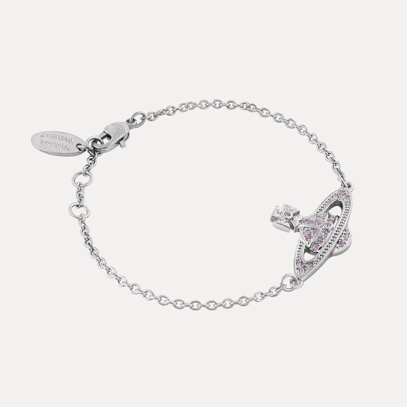 Vivienne Westwood Mini Bas Relief Chain Violet Bracelet, Platinum Plated