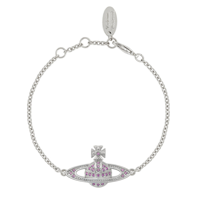 Vivienne Westwood Mmini Bas Relief Pink Chain Bracelet, Platinum Plated