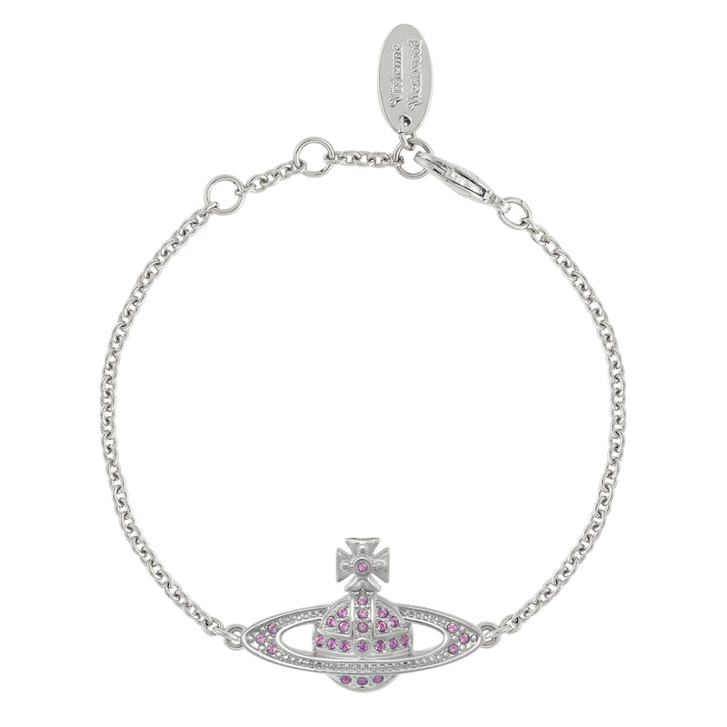 Vivienne Westwood Mmini Bas Relief Pink Chain Bracelet, Platinum Plated