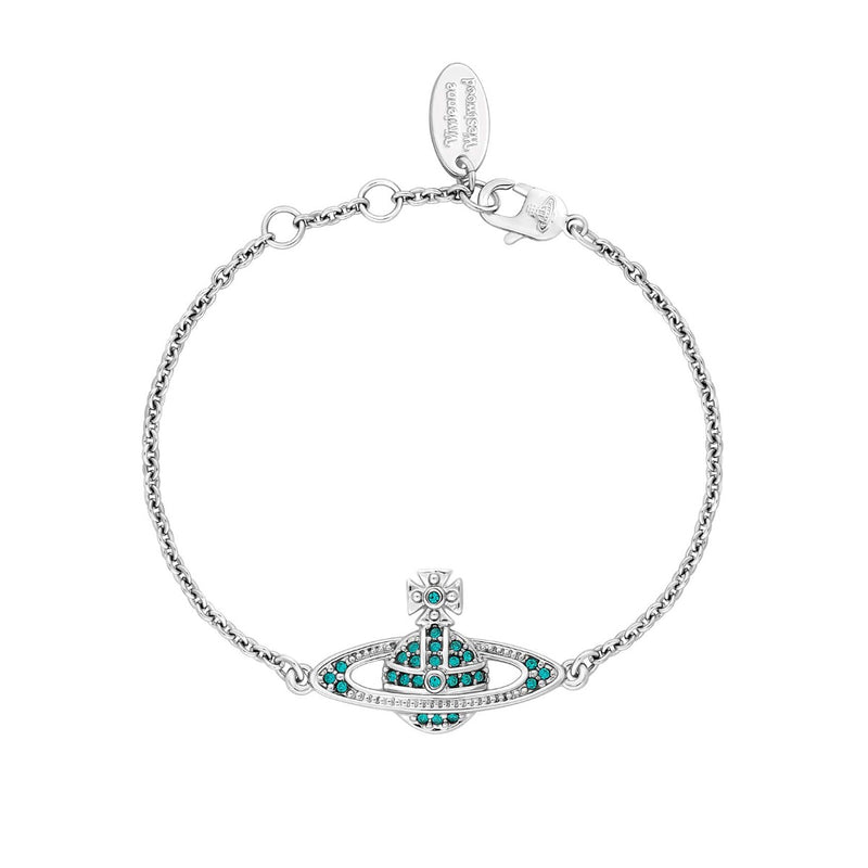 Vivienne Westwood Blue Zircon Mini Bas Relief Chain Bracelet, Platinum Plated