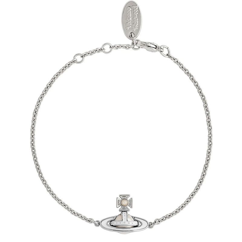 Vivienne Westwood Simonetta Bas Relief Silver & White Bracelet, Platinum Plated