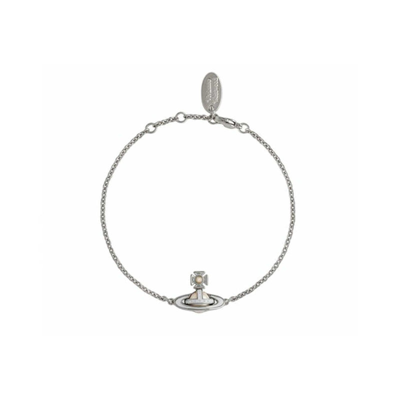 Vivienne Westwood Simonetta Bas Relief White Enamel Bracelet, Platinum Plated
