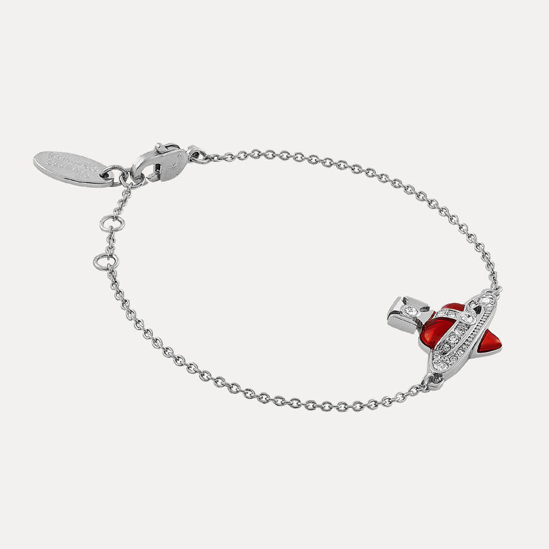 Vivienne Westwood New Diamante Heart Bracelet, Platinum Plated
