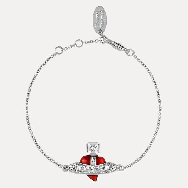 Vivienne Westwood New Diamante Heart Bracelet, Platinum Plated