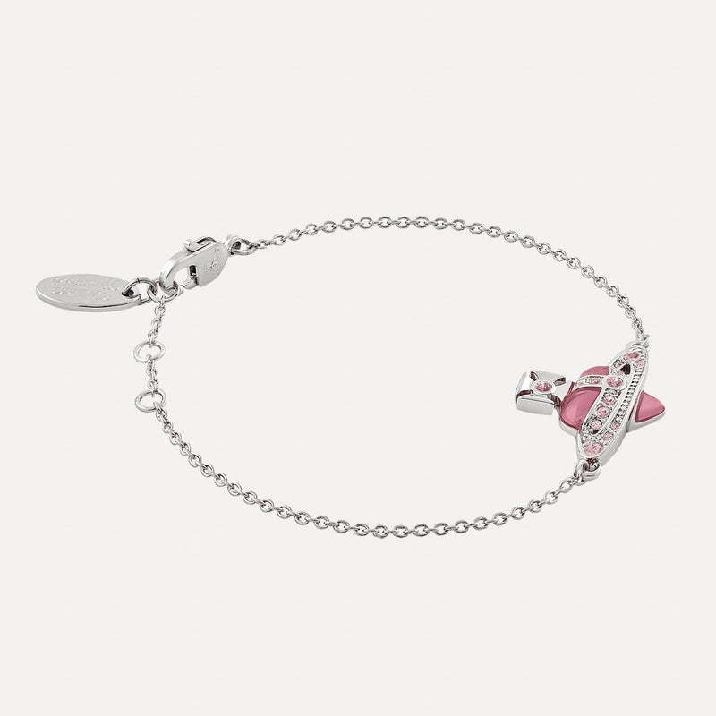 Vivienne Westwood New Diamante Heart Vintage Rose Bracelet, Platinum Plated