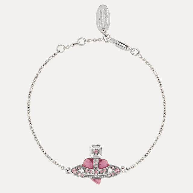 Vivienne Westwood New Diamante Heart Vintage Rose Bracelet, Platinum Plated